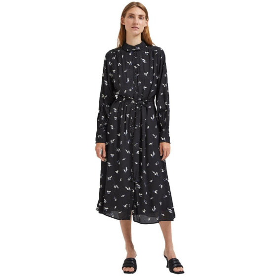 SELECTED Walda Aop Long Sleeve Midi Dress