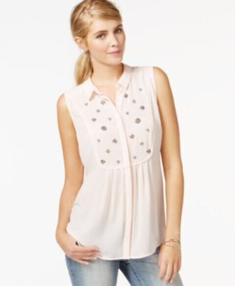 Топ Maison Jules Pearl Blush Embellished Button