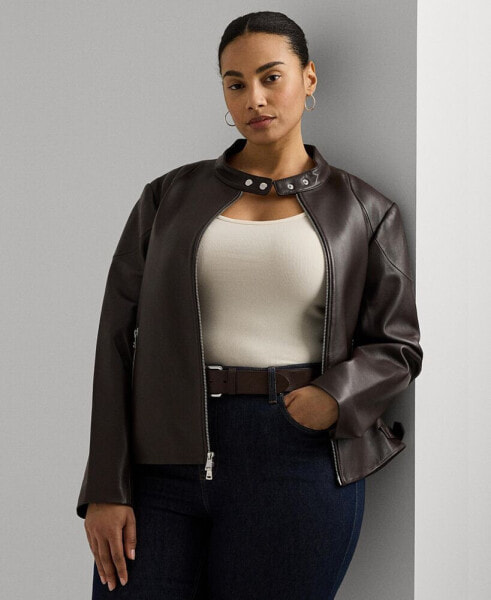 Plus Size Leather Moto Jacket