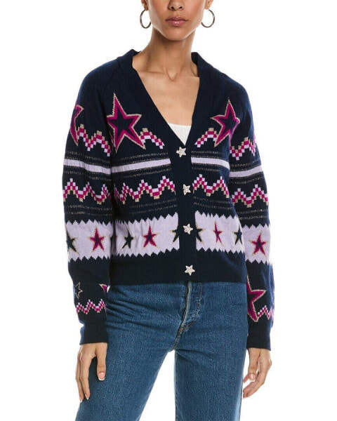 Brodie Cashmere Electric Star Cashmere Cardigan Women's Blue M