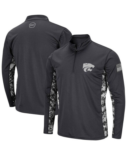 Men's Charcoal Kansas State Wildcats OHT Military-Inspired Appreciation Digi Camo Quarter-Zip Jacket