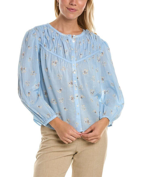 Joie Smocked Top Women's Blue Xs