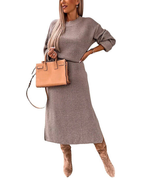Платье женское Lily Kim Midi Dress 95% Полиэстер, 5% Спандекс, Цвет/Узор: хаки, 39.4 дюйма от плеча до низа, Ручная стирка, Произведено в Импорте