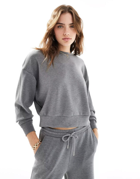 Stradivarius soft touch sweatshirt in grey co-ord