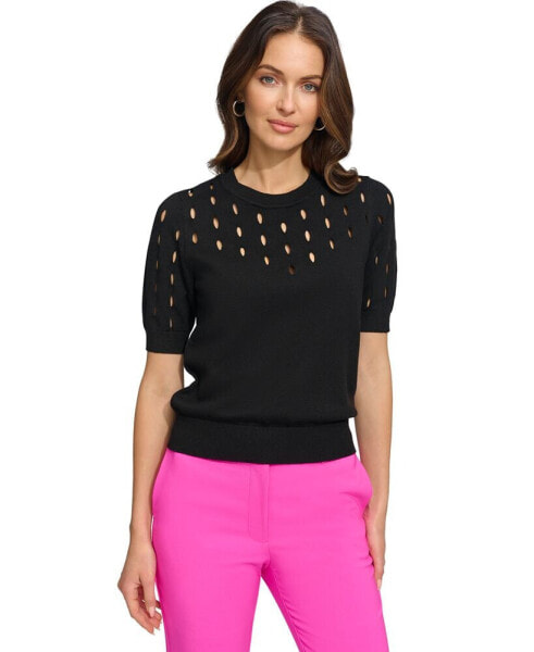 Women's Cutout Short-Sleeve Sweater