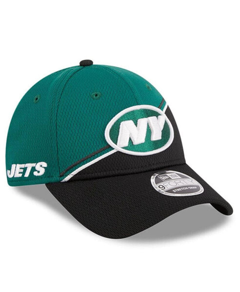 Бейсболка с регулировкой New Era мужская Зеленая, Черная New York Jets 2023 Sideline 9FORTY.