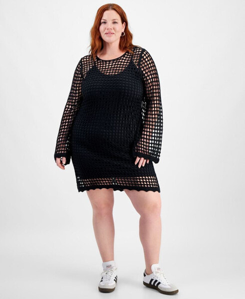 Trendy Plus Size Scoop-Neck Crochet Dress