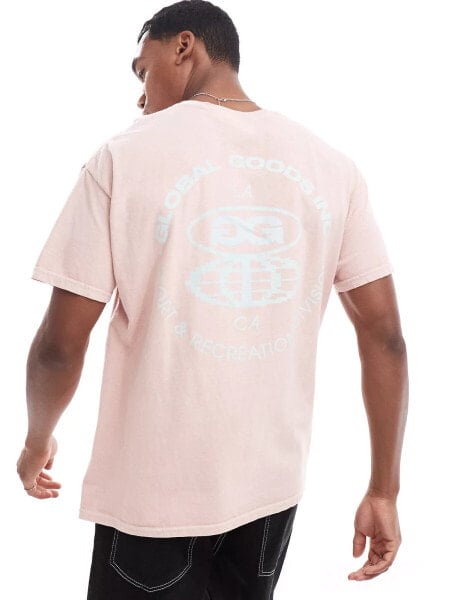 ASOS DESIGN oversized t-shirt in washed pink with back print