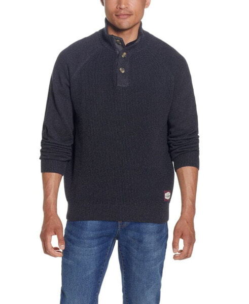 Men's Button Mock Neck Sweater