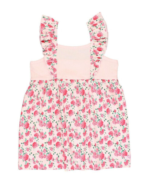 Toddler Girls Ruffle Strap Mixed Print Dress