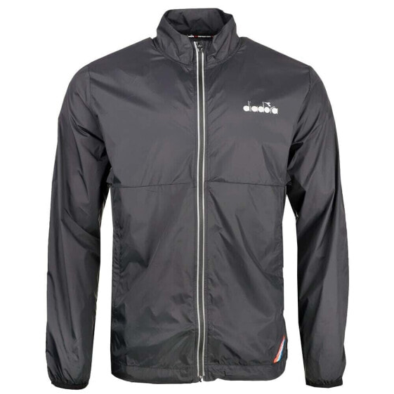 Diadora Packable Full Zip Running Windbreaker Mens Black Casual Athletic Outerwe