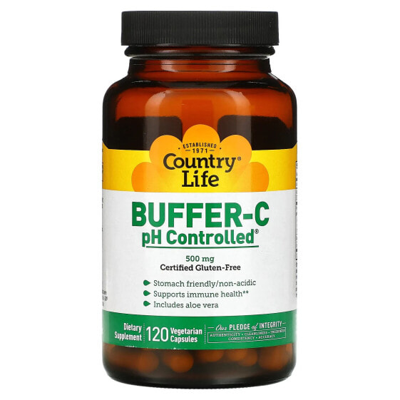Витамин С Country Life Buffer-C, контролирующий pH, 500 мг, 120 капсул для вегетарианцев