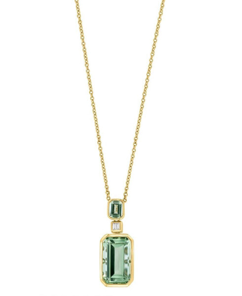 EFFY® Green Quartz (6 ct. t.w.) & Diamond Accent 18" Pendant Necklace in 14k Gold