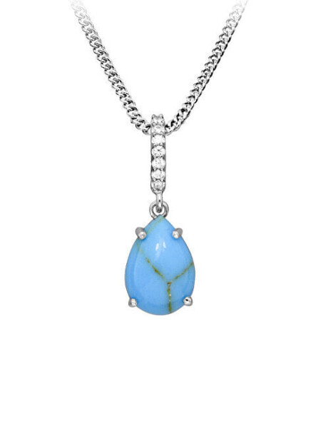 Silver pendant with turquoise and zircons SVLP0638SH8TR00