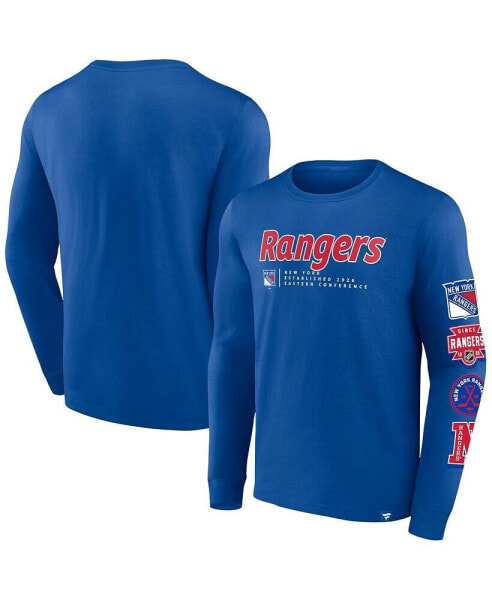 Branded Men's Blue New York Rangers Strike the Goal Long Sleeve T-Shirt