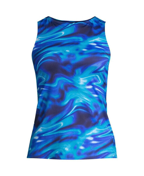 Women's D-Cup Chlorine Resistant High Neck UPF 50 Modest Tankini Swimsuit Top