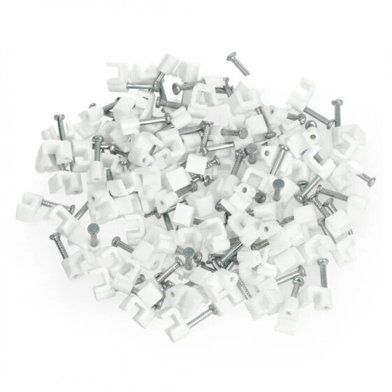 Set of holders for flat cables 4/4mm - white - 100pcs