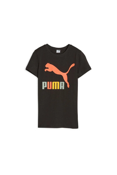 Футболка PUMA Classics Multi Color Logo Женская 62284301 Черная