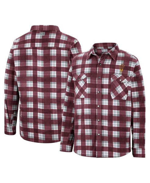 Men's Maroon, White Arizona State Sun Devils Ellis Plaid Full-Snap Shirt Jacket