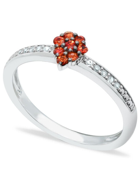 Orange Sapphire (1/4 ct. t.w.) Diamond (1/20 ct. t.w.) Stackable ring Set in Sterling Silver