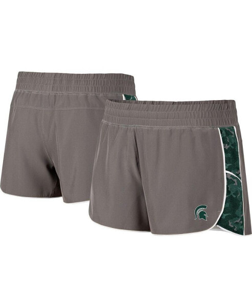 Шорты спортивные женские Colosseum Gray and Green Michigan State Spartans Pamela