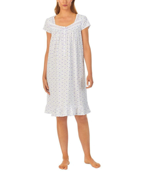 Women's Cotton Cap-Sleeve Floral Nightgown