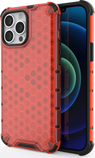 Hurtel Honeycomb etui pancerny pokrowiec z żelową ramką iPhone 13 Pro Max czerwony