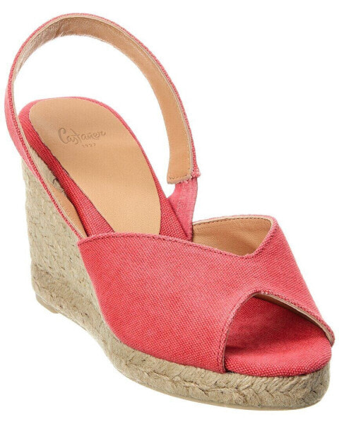 Castañer Brisa Canvas Slingback Wedge Sandal Women's Orange 40