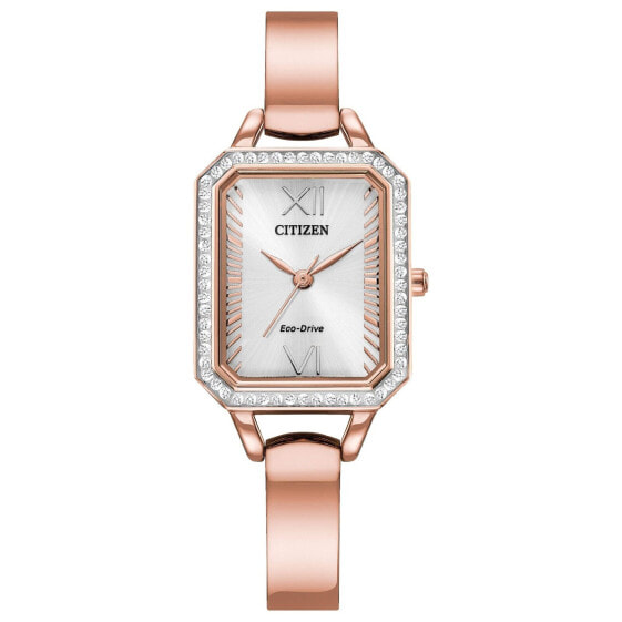 Citizen Ladies' Silhouette Crystal Eco-Drive Bangle Watch Rectanlge Case 3-Ha...