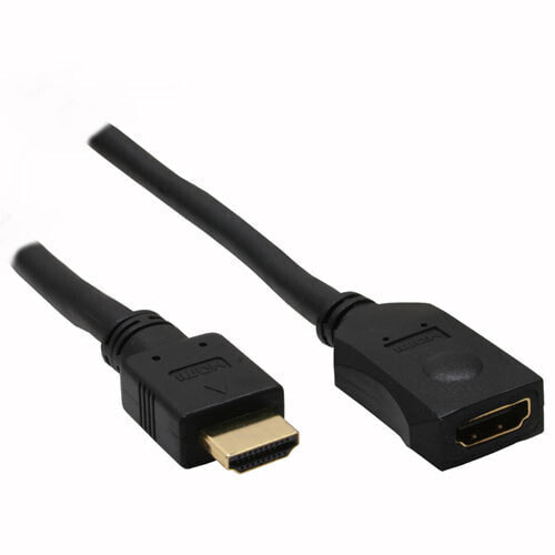 InLine HDMI cable - High Speed HDMI Cable - M/F - black - golden contacts - 3m
