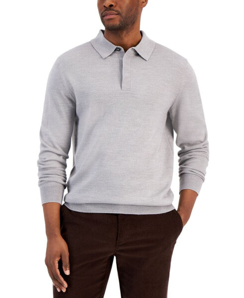 Men's Merino Wool Blend Polo Sweater, Created for Macy's