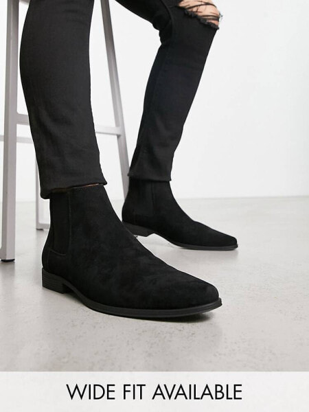 ASOS DESIGN chelsea boots in black faux suede