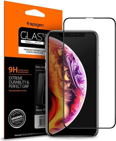 Spigen Szkło Spigen Glas.tR Slim FC do etui Apple iPhone Xs Max black