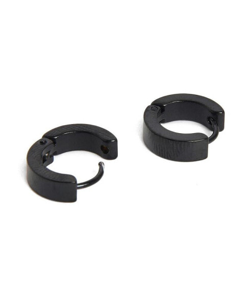 Women's Black Minimal Hoop Earrings