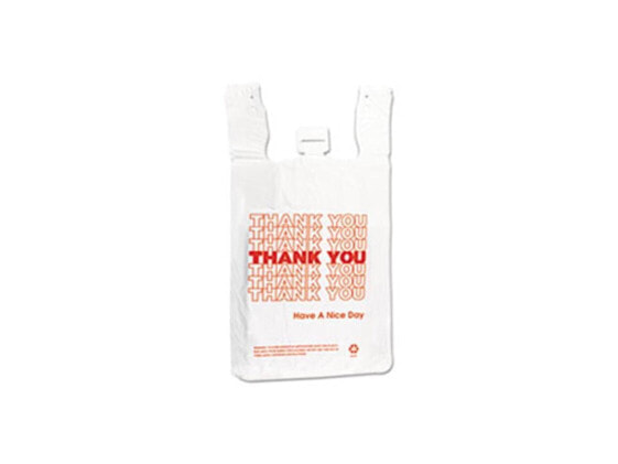 Inteplast Group THW2VAL 12 x 7 x 13 in. 14 Microns T-Shirt Thank You Bag - White