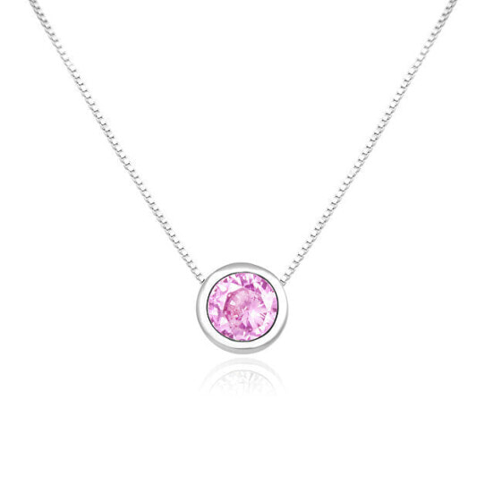 Silver necklace with pink zircon AGS1578/47-P