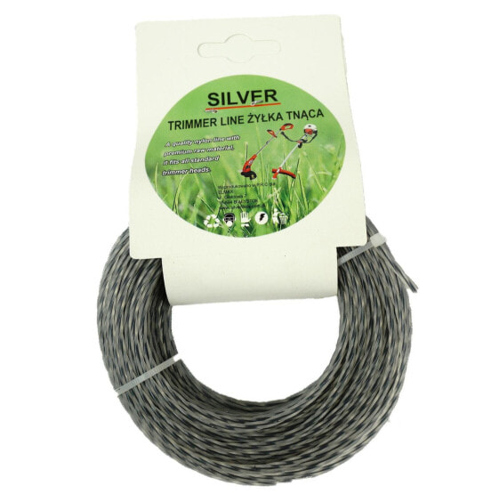 Леска для триммера Silver Линия среза 2.4x15 Twisted /Notch /Silver