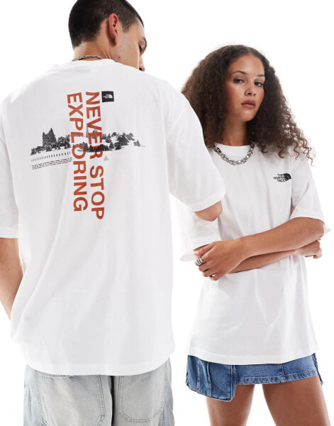 The North Face Digital Mountain back print oversized in white