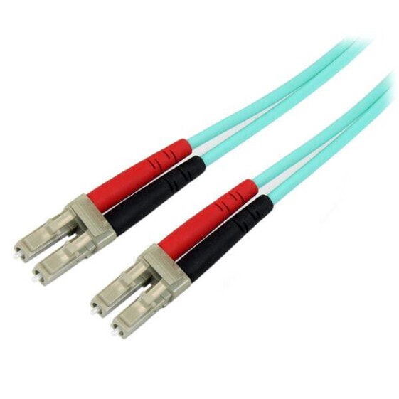 Fiber Optic Cable - 10 Gb Aqua - Multimode Duplex 50/125 - LSZH - LC/LC - 1 m~1m (3ft) LC/UPC to LC/UPC OM3 Multimode Fiber Optic Cable - Full Duplex 50/125µm Zipcord Fiber - 100G Networks - LOMMF/VCSEL -