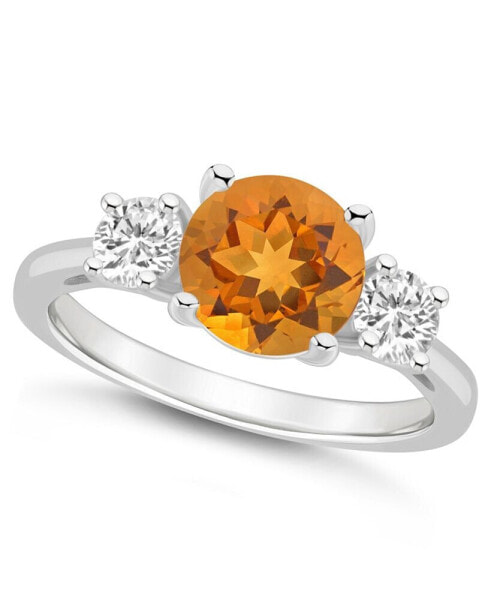 Women's Citrine (1-3/4 ct.t.w.) and White Topaz (2/3 ct.t.w.) 3-Stone Ring in Sterling Silver