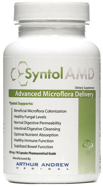 Arthur Andrew Medical Inc. Syntol AMD Advanced Microflora Delivery Комбинация пробиотиков, пребиотиков и ферментов,  для очистки пищеварительного тракта 90 капсул