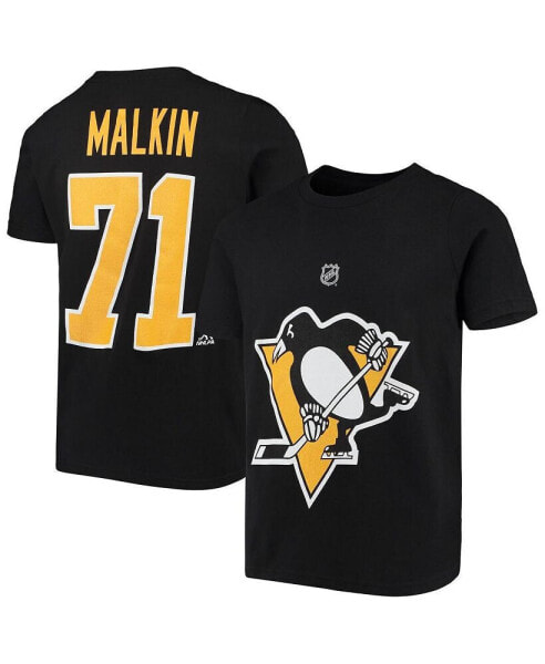 Футболка для малышей OuterStuff Евгений Малкин черная Pittsburgh Penguins номер и имя игрока