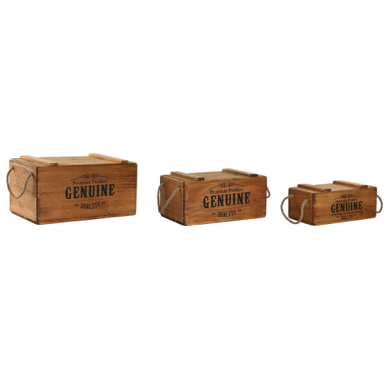 Ящики для хранения Home ESPRIT Genuine Натуральный древесина ели 38 x 24 x 20 cm 3 Предметы