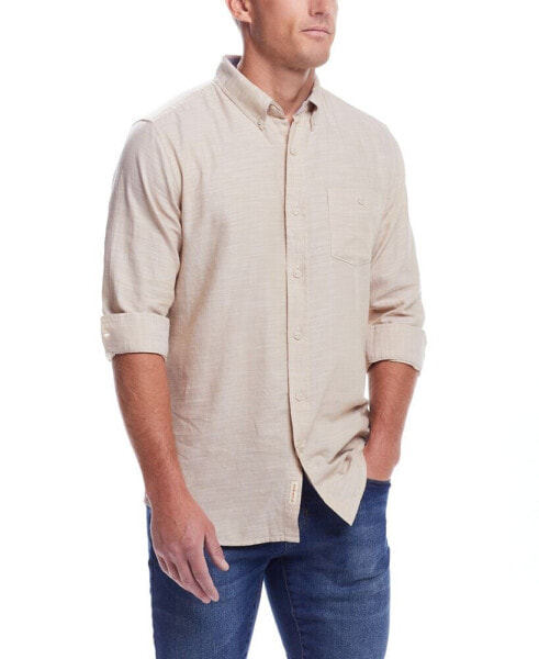 Men's Long Sleeve Solid Cotton Twill Shirt