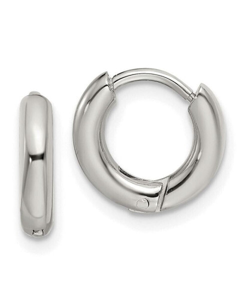 Stainless Steel Polished Hinged Hoop Earrings