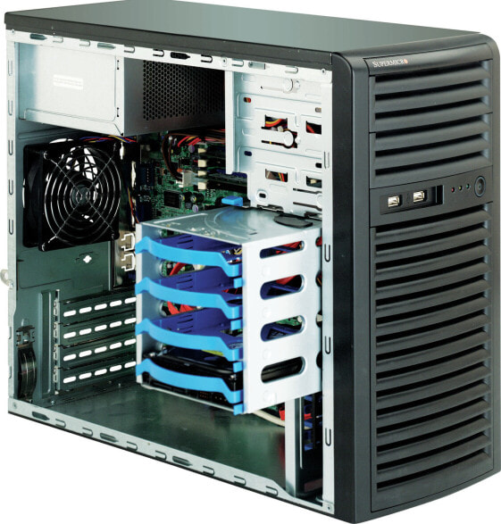 Supermicro 731i-300B Mini-Tower Black Server Case with 300W 80PLUS Bronze Power Supply - Mini Tower - Server - Black - micro ATX - Metal - HDD - Network - Power