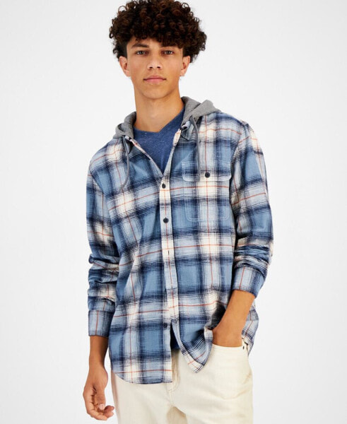 Men's Andrew Plaid Hooded Flannel Shirt, Created for Macy's