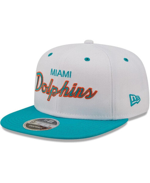Men's White, Aqua Miami Dolphins Sparky Original 9FIFTY Snapback Hat