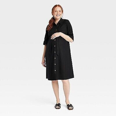 Elbow Sleeve Midi Maternity Linen Shirtdress - Isabel Maternity by Ingrid &