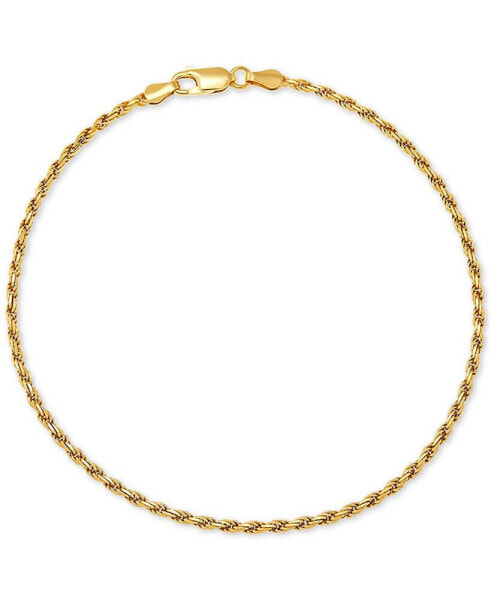 Rope Chain Ankle Bracelet (2mm) in 18k Gold-Plated Sterling Silver or Sterling Silver, Created for Macy's